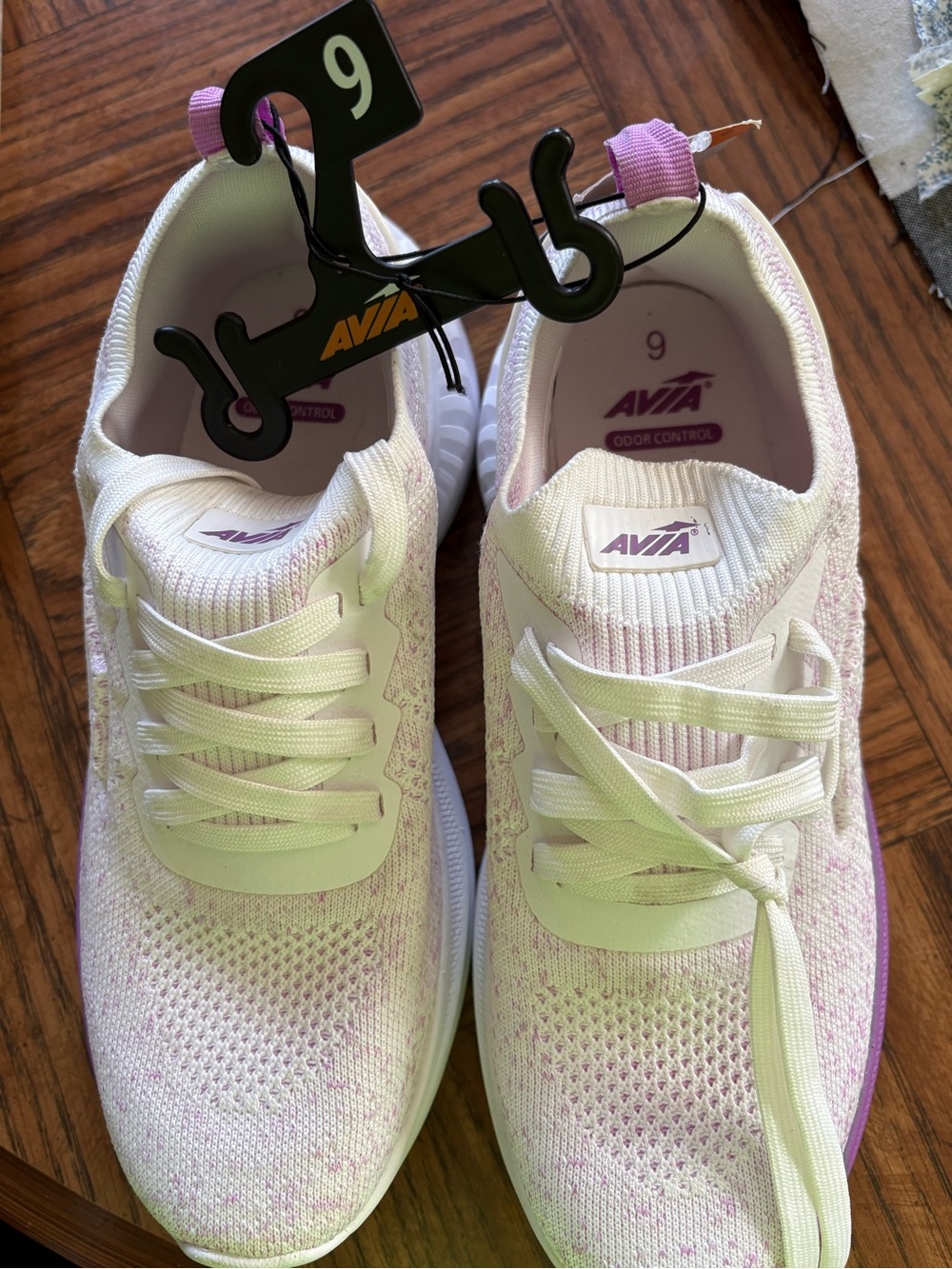 Avia Women's Purple and White Knit Athletic Sneakers